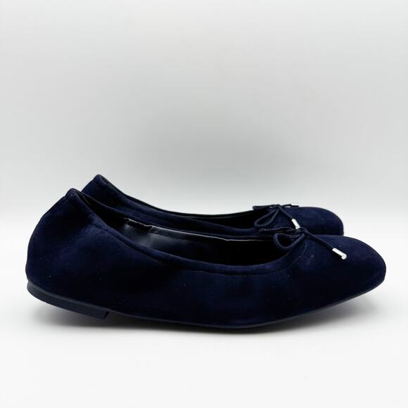Stuart Weitzman Womens Bardot Bow Ballerina Flats US 9 Navy Blue Suede NIB - Picture 5 of 14